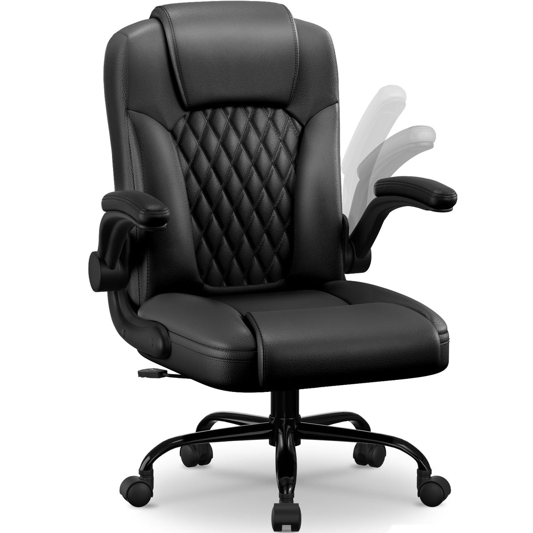 Ergonomic faux-leather office chair