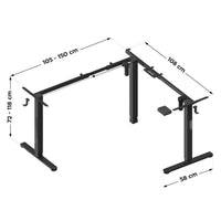 Ergo Plus Electric Corner Desk Frame 120–150 — Black